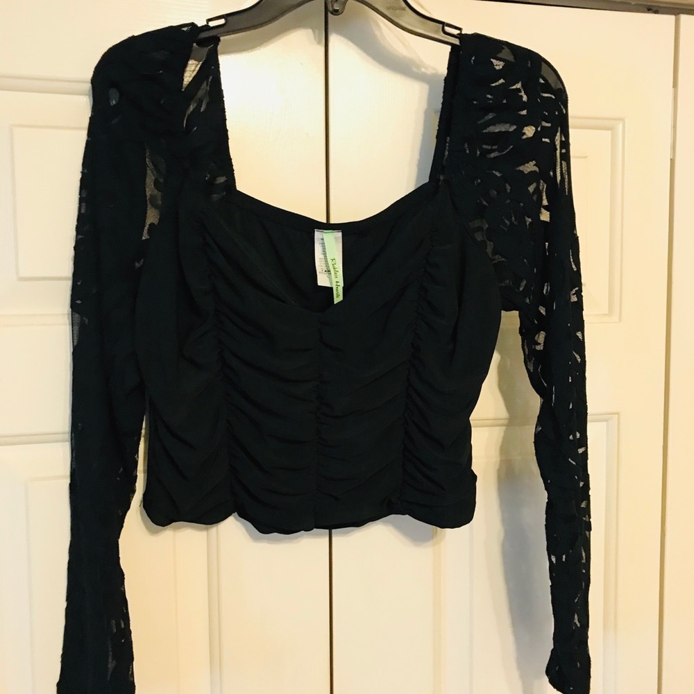 Reckless Hearts lace long sleeves cute blouse